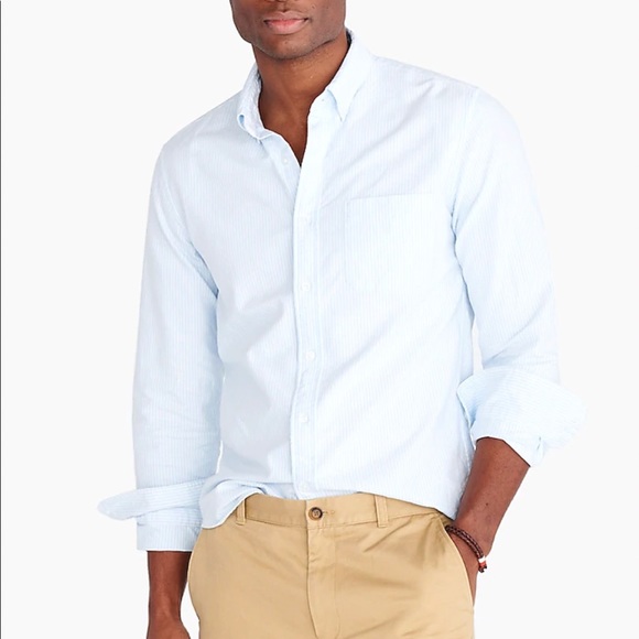 J Crew Light Blue/White Striped Casual Oxford M, Men’s